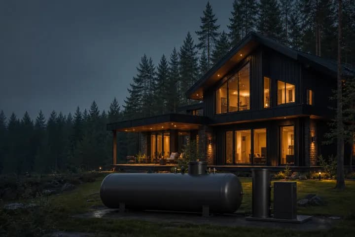 Загородный дом и газгольдер как единая система газоснабжения